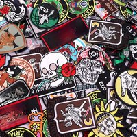 Punk Random 10/20/30/40/50/Pcs/Lot Mixed Skull Embroidery Patch Iron On Patches For Clothing Sewing Fusible Patch Sticker Badges