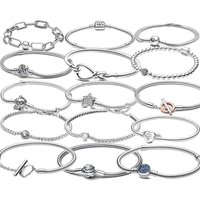 Disney 2025 925 Silver Women's Hand Bracelets Couple Jewelry Natural Stone Luxury Women Girls For Pandorac Beads Charms DIY Gift