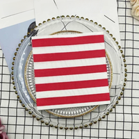 20pcs/Pac Colourful Printed Napkins 2Ply High Grade Red Stripe Folded Paper Placemats Party Decoration Banquet Mouthcloths