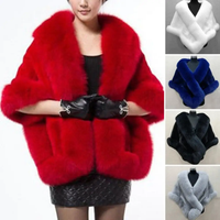 Big Bridal Faux Fur Wraps Winter Wedding Coat Warm shawls Outerwear White Black Blue Shrug Women Jacket