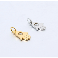 5Pcs/Lot Love Heart Shape Palm Charms Antique Fatima Hamsa Hand Pendants Stainless Steel Charm Jewelry Making Gift DIY Accessory
