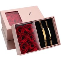 2pcs/set Custom name anniversary couple Bracelet titanium steel 18K gold plating high quality jewelry gift for men and women