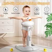 Children'S Portable Non-slip Duck Shaped Baby Bath Racks Adjustable Standing Shower Stall for Baby Bathing