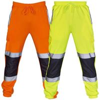Men Road Work Pants Fashion Reflective Strip High Visibility Overalls Pants Spring Autumn Casual Splicing Solid Color Trouser