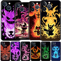 Funda Case For Apple iPhone 14 11 13 7 12 15 Pro 7 XR XS Max 8 Plus 6 14Pro 13Mini Black Soft Phone Coque Pokemon Pikachu Cool
