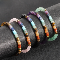 CSJA Natural Stone 7 Chakra Bracelet Healing Amethysts Pink Quartz Crystal 4mm Mini Beaded Bangle Bracelets Jewelry Women H393