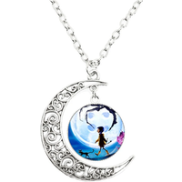 Coraline&The Secret Door Moon Necklace Coraline Dome Glass Pendant Necklaces Handmade Produces Halloween Gifts Jewelry
