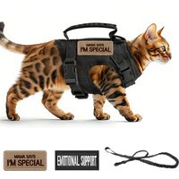 Tactical Cat Harness Escape Proof Adjustable Military Style Vest Comfortable for Cats Puppy Outdoor Walking Training
