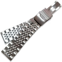 20mm 22mm 316L Solid Stainless Steel Bead of Rice Universal Straight End Watch Band Strap Bracelet Fit for SKX007 Diving Watch