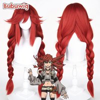 Bubuwig Synthetic Hair Riyo Reaper Cosplay Wigs Anime Gachiakuta Riyo Reaper 95cm Long Straight Red Braided Wig Heat Resistant