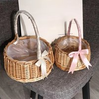 Flower Girl Hand Woven Photo Props Flower Basket Decoration Storage Basket Clutter Organizer Desktop Decoration Flower Basket
