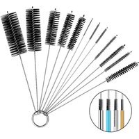 10Pcs/Set Nylon Straw Glass Tube Cleaner Brushes Stainless Steel Cleaning Brush Bottle Fish Tank Brush Household Cleaning Tools