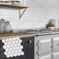 Autocollants de carrelage muraux hexagonaux, papier peint en viny 3d, adhésif fort, dosseret pour cuisine et salle de bains, 1/10 pièces