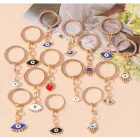 Aihua Bohemia Turkish Lucky Evil Eye Keychain For Friends Lovers Hamsa Hand Key Ring Bag Car Key Holders DIY Jewelry Accessories