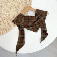British pure cotton retro plaid triangular scarf fashionable outfit small shawl headscarf neck protection scarf 35x110cm