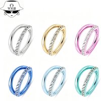 F136 Titanium Anodizing Helix Earring Hoop Double Line 5A CZ Paved Septum Ring Cartilage Daith Helix Piercing Body Jewellery
