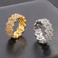 Iced Out Cuban Link Chain Ring for Men and Women, Gold Plated Bling, CZ Simulated Zircon, Hip Hop, Personalized Fashion