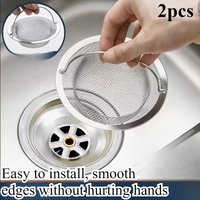 2pcs kitchen drainage filter screen, anti clogging stainless steel sink drip tray, suitable for kitchens and bathrooms,