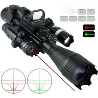 Tactical Scope 4-16X50EG Long Range Shooting Optic Sight Red Green Laser Flashlight Red Dot Combo Riflescope for Hunting