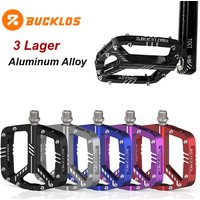 BUCKLOS Bicycle Pedals Mtb Aluminum Platform Footrest Flat Mountain Bike Pedal 3 Bearing Footboards 9/16" MTB Flat Pedals