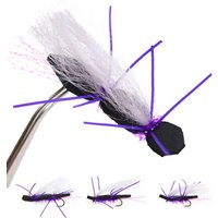 3/6PCS Fly Fishing Purple Chubby Chernobyl Purple Rubber Legs Black Foam Body Floating TopWater Dry Fly Trout Bass Fishing Lures