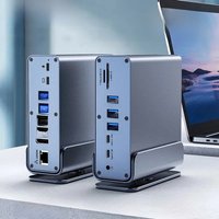 15-in-1 Vertical Docking Stations USB Hubs USB C HUB with Triple Monitor Type-C to HDMI 4K60Hz/RJ45 1000M/USB3.0/PD100W for PC