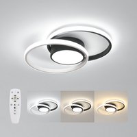 40W LED Ceiling Light, 3CCT Dimmable 3000K-6500K Modern 2 Ring Ceiling Chandelier Lamp with Remote Control, Lámpara De Techo LED, Lampe Plafond LED, Indoor Home Lighting Fixture for Living Room