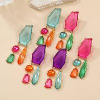 Colorful Transparent Resin Crystal Tassel Earrings Large Acrylic Gemstone Geometric Drop Earring for Women Bohemia Party Jewelry