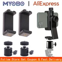 MYOBO Cell Phone Tripod Mount w' 360° Tripod Ball Head Adapter-Universal Phone Clip Holder for Selfie Stick Tripod Monopod Stand