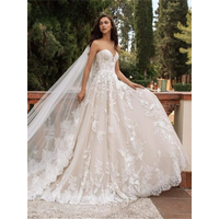 Romantic Tulle A Line Wedding Dresses For Woman Flower Appliqued Bride Dresses Sweetheart Bridal Gown Vestidos De Novia