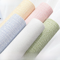 50cmX10m Linen 3D Foam Self-adhesive PVC Solid Color Thickened Waterproof Background art Wall Renovation Wallpaper Wall Stickers