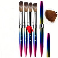 Acrylic Nail Art Brush Set 4pcs Acrylic Nail Brush Set Size 10/12/14/16 For Acrylic Powder Application Nail Art Brush F