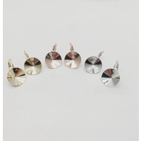 Ms.Betti 12mm Rivoli Earrings Findings 1122 Austrian Crystal Copper Settings With French Lever Back For Jewelry DIY Making