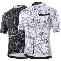 AliExpress KEMALOCE Cycling Jersey Men Summer White&Black Cartoon Bicycle Jersey Polyester Breathable Short Sleeves Road Race Bike Clothing