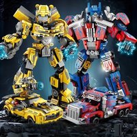 2in 1 Mecha Robot Car Building Blocks Toys, Moving Joints, Pushing Moving Wheels, Children Bricks Toy Boy Gift