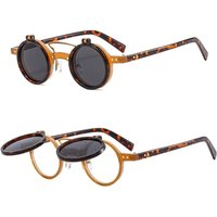 AliExpress gootrades Popular Vintage Steampunk Flip Up Sunglasses Retro Small Round Metal Sun Glasses for Men Women Brand Circle Oculos Ins Shade