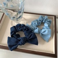 Denim Blue Bow-knot Elastic Hair Band Hair Ties Women 2024 New Simple Versatile Advanced Style Cowboy Blue Hair Band Rubber Band