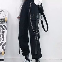 Casual Joggers Cargo Pants Women Solid Low Waist Pants Drawstring Wide Leg Baggy Trousers Y2k Streetwear Oversize Sweatpants