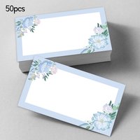 50pcs, Blue Flower Blank Message Cards, Pocket Cards, Business Cards, Blank Greeting Cards, Small Business Supplies, Gift Tags