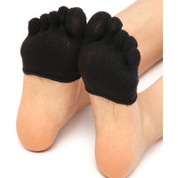 Cotton Half Palm Socks with Toes Women Invisible Non Slip Five Fingers High Heel Socks Front Foot Open Toe Half Grip Heel Socks