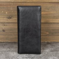 Vegetable-Tanned Leather Long Wallet for Men Vertical Bifold Top-Grain Cowhide with Phone Pocket