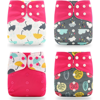 Happyflute 2022 4pcs/set Washable Eco-friendly Baby Cloth Diaper Ecological Adjustable Nappy Reusable Diaper Fit 0-2year 3-15kg