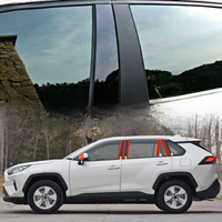 10x Carbon Fiber Black Car Window Door Column B C Pillar Post Cover Trim for Toyota RAV4 XA50 2019-2022 Mirror Effect PC Sticker