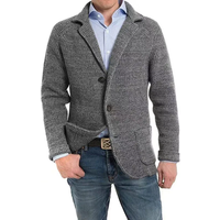 2025 British Style Mens Clothing Knit Cardigan Autumn Winter Fashion Single Breasted Black Stand Collar Knit Sweater Coats Men