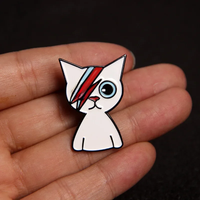 Cute Cartoon White Cat Enamel Brooch David and Bowie Series Backpack Accessories Badge Jewelry Gifts for Singer Fans