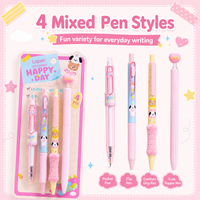 4 pcs/set Happy Day Gel Pens 0.5mm Retractable Pens For Writing Quick Dry School Office Stationery Gift