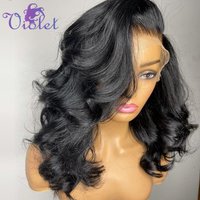 13x4 Transparent Body Wave Lace Front Bob Wigs 4x4 Closure Human Hair Wigs Remy 220% Short Water Wave Lace Frontal Wig For Women