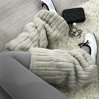 Women Plush Leg Warmers Thickened Imitation Mink Fur Boots Cover Warm Leggings Boots Mid Length Socks Harajuku Party Accessories