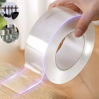 1 Roll Heavy Duty Double Sided Tapes, Reusable Traceless Strong Sticky Tape Strips, Multipurpose Removable Washable Clear