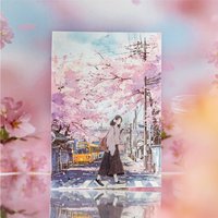 32pcs Japanese landscape PET+paper die-cutting stickers DIY collage stickers cutting materials handmade diary album